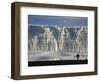 Glacier and Trekker from Summit at Uhuru Peak, Kilimanjaro National Park, Tanzania, Africa-David Poole-Framed Photographic Print