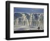 Glacier and Trekker from Summit at Uhuru Peak, Kilimanjaro National Park, Tanzania, Africa-David Poole-Framed Photographic Print