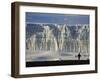 Glacier and Trekker from Summit at Uhuru Peak, Kilimanjaro National Park, Tanzania, Africa-David Poole-Framed Photographic Print