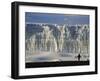 Glacier and Trekker from Summit at Uhuru Peak, Kilimanjaro National Park, Tanzania, Africa-David Poole-Framed Photographic Print