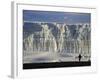 Glacier and Trekker from Summit at Uhuru Peak, Kilimanjaro National Park, Tanzania, Africa-David Poole-Framed Photographic Print