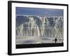 Glacier and Trekker from Summit at Uhuru Peak, Kilimanjaro National Park, Tanzania, Africa-David Poole-Framed Photographic Print