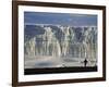 Glacier and Trekker from Summit at Uhuru Peak, Kilimanjaro National Park, Tanzania, Africa-David Poole-Framed Photographic Print