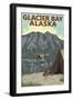 Glacier Bay, Alaska, Bush Plane Fishing-Lantern Press-Framed Art Print