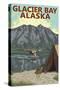 Glacier Bay, Alaska, Bush Plane Fishing-Lantern Press-Stretched Canvas