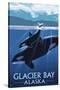 Glacier Bay, Alaska - Orca and Calf-Lantern Press-Stretched Canvas