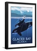 Glacier Bay, Alaska - Orca and Calf-Lantern Press-Framed Art Print