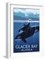 Glacier Bay, Alaska - Orca and Calf-Lantern Press-Framed Art Print