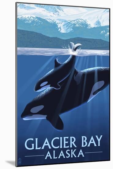 Glacier Bay, Alaska - Orca and Calf-Lantern Press-Mounted Art Print
