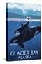 Glacier Bay, Alaska - Orca and Calf-Lantern Press-Stretched Canvas