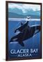 Glacier Bay, Alaska - Orca and Calf-Lantern Press-Framed Art Print