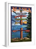 Glacier Bay, Alaska - Sign Destinations-Lantern Press-Framed Art Print