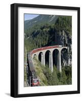 Glacier Express and Landwasser Viaduct, Filisur, Graubunden, Switzerland-Doug Pearson-Framed Photographic Print