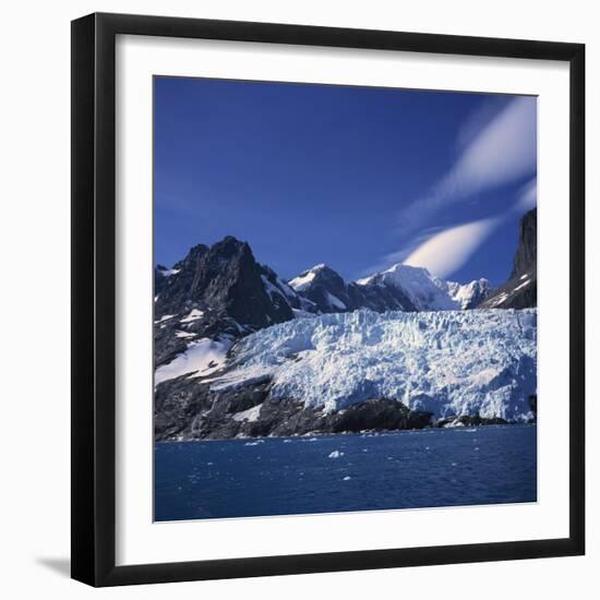 Glacier Flow Reaching the Edge of the Drygalski Fjord, South Georgia Islands, Polar Regions-Geoff Renner-Framed Photographic Print