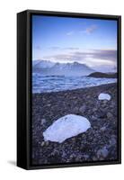 Glacier Ice Floating In The Jokulsarlon Glacier Lagoon. Vatnajokull National Park. Iceland-Oscar Dominguez-Framed Stretched Canvas