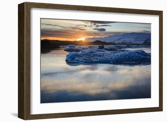 Glacier Ice Floating In The Jokulsarlon Glacier Lagoon. Vatnajokull National Park. Iceland-Oscar Dominguez-Framed Photographic Print