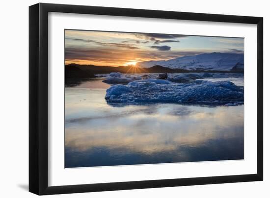 Glacier Ice Floating In The Jokulsarlon Glacier Lagoon. Vatnajokull National Park. Iceland-Oscar Dominguez-Framed Photographic Print