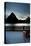 Glacier, Montana: Chairs Line the Deck of the Many Glacier Lodge During Sunset-Brad Beck-Stretched Canvas