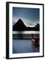 Glacier, Montana: Chairs Line the Deck of the Many Glacier Lodge During Sunset-Brad Beck-Framed Photographic Print