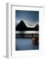 Glacier, Montana: Chairs Line the Deck of the Many Glacier Lodge During Sunset-Brad Beck-Framed Photographic Print