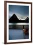 Glacier, Montana: Chairs Line the Deck of the Many Glacier Lodge During Sunset-Brad Beck-Framed Photographic Print