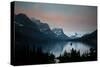 Glacier, Montana: Wild Goose Island Reflecting in St Mary Lake During Sunrise-Brad Beck-Stretched Canvas