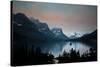 Glacier, Montana: Wild Goose Island Reflecting in St Mary Lake During Sunrise-Brad Beck-Stretched Canvas