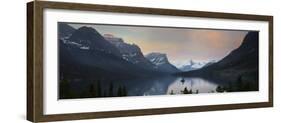 Glacier, Montana: Wild Goose Island Reflecting in St Mary Lake During Sunrise-Brad Beck-Framed Photographic Print