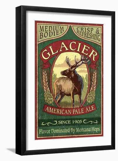 Glacier National Park - Elk Pale Ale-Lantern Press-Framed Art Print