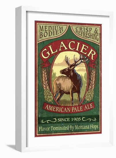 Glacier National Park - Elk Pale Ale-Lantern Press-Framed Art Print