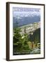 Glacier National Park - Going to the Sun Road and Hikers-Lantern Press-Framed Art Print