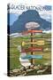 Glacier National Park - Going-To-The-Sun Road Mountain Signpost-Lantern Press-Stretched Canvas