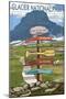 Glacier National Park - Going-To-The-Sun Road Mountain Signpost-Lantern Press-Mounted Art Print