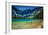Glacier National Park, Montana - Avalanche Lake (Stamp Version)-Lantern Press-Framed Art Print