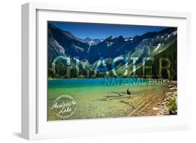 Glacier National Park, Montana - Avalanche Lake (Stamp Version)-Lantern Press-Framed Art Print