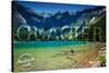 Glacier National Park, Montana - Avalanche Lake (Stamp Version)-Lantern Press-Stretched Canvas