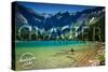 Glacier National Park, Montana - Avalanche Lake (Stamp Version)-Lantern Press-Stretched Canvas