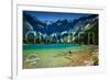 Glacier National Park, Montana - Avalanche Lake (Stamp Version)-Lantern Press-Framed Premium Giclee Print