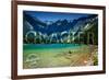 Glacier National Park, Montana - Avalanche Lake (Stamp Version)-Lantern Press-Framed Premium Giclee Print