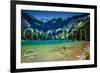 Glacier National Park, Montana - Avalanche Lake (Stamp Version)-Lantern Press-Framed Premium Giclee Print