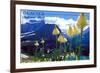 Glacier National Park, Montana - Beargrass in Bloom-Lantern Press-Framed Art Print