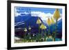 Glacier National Park, Montana - Beargrass in Bloom-Lantern Press-Framed Art Print