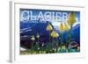 Glacier National Park, Montana - Beargrass in Bloom-Lantern Press-Framed Art Print