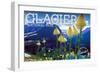 Glacier National Park, Montana - Beargrass in Bloom-Lantern Press-Framed Art Print