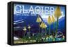 Glacier National Park, Montana - Beargrass in Bloom-Lantern Press-Framed Stretched Canvas