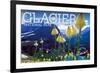 Glacier National Park, Montana - Beargrass in Bloom-Lantern Press-Framed Premium Giclee Print
