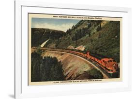 Glacier National Park, Montana - Empire Builder Train-Lantern Press-Framed Premium Giclee Print