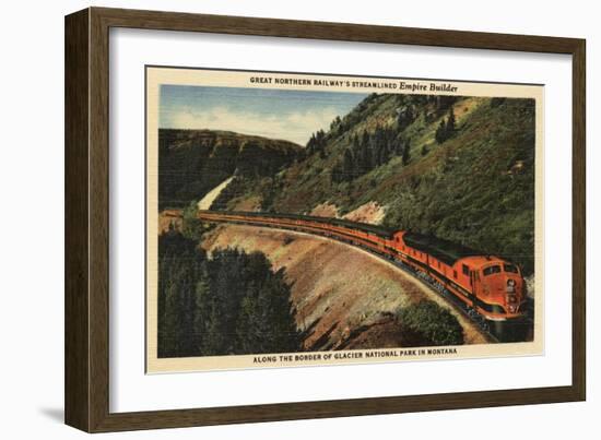 Glacier National Park, Montana - Empire Builder Train-Lantern Press-Framed Art Print