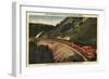 Glacier National Park, Montana - Empire Builder Train-Lantern Press-Framed Art Print