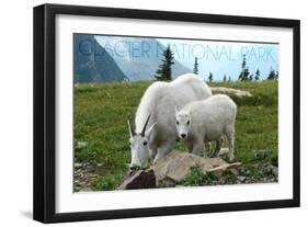 Glacier National Park, Montana - Goats-Lantern Press-Framed Art Print